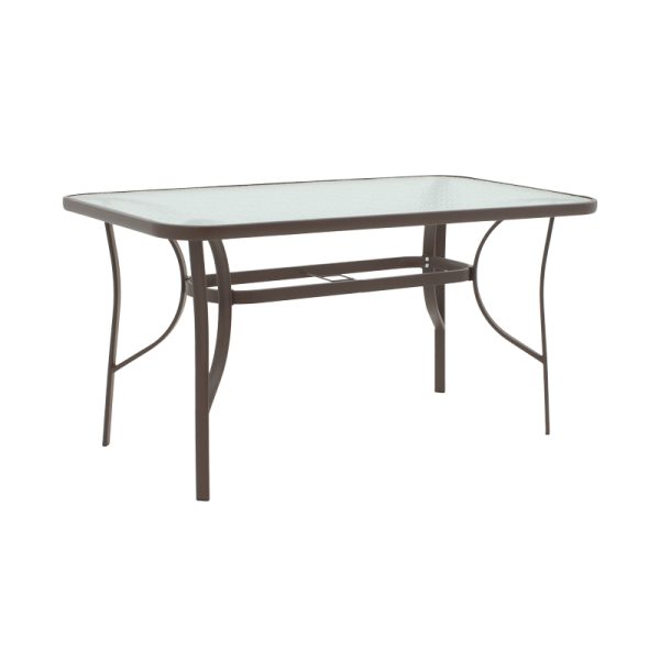 130 000017 10 Ensure pakoworld table metal brown-glass 120x70x70cmOutdoor furniture > Garden dining sets
