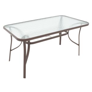 130 000017 2 7 Ensure pakoworld table metal brown-glass 120x70x70cmOutdoor furniture > Garden dining sets