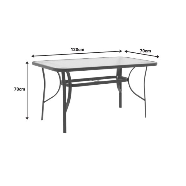 130 000017 4 7 Ensure pakoworld table metal brown-glass 120x70x70cmOutdoor furniture > Garden dining sets