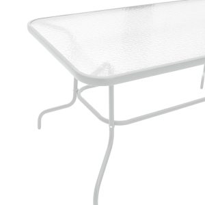 130 000018 2 5 Valor pakoworld table metal white-glass 140x80x70cmSPRING OFFERS