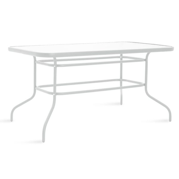 130 000018 7 Valor pakoworld table metal white-glass 140x80x70cmSPRING OFFERS
