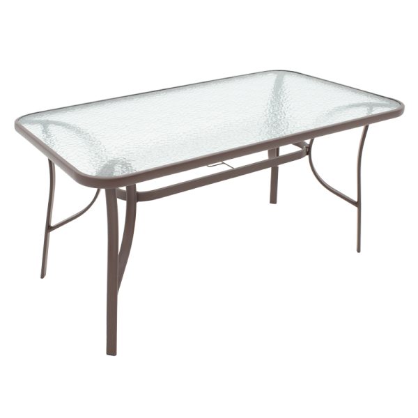 130 000020 2 9 Ensure pakoworld table metal brown-glass 140x80x70cmOutdoor furniture > Garden dining sets