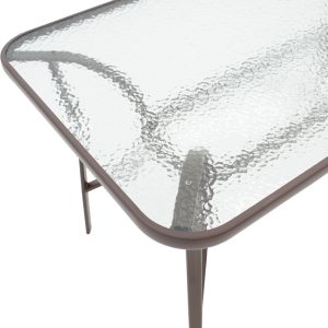 130 000020 3 9 Ensure pakoworld table metal brown-glass 140x80x70cmOutdoor furniture > Garden dining sets