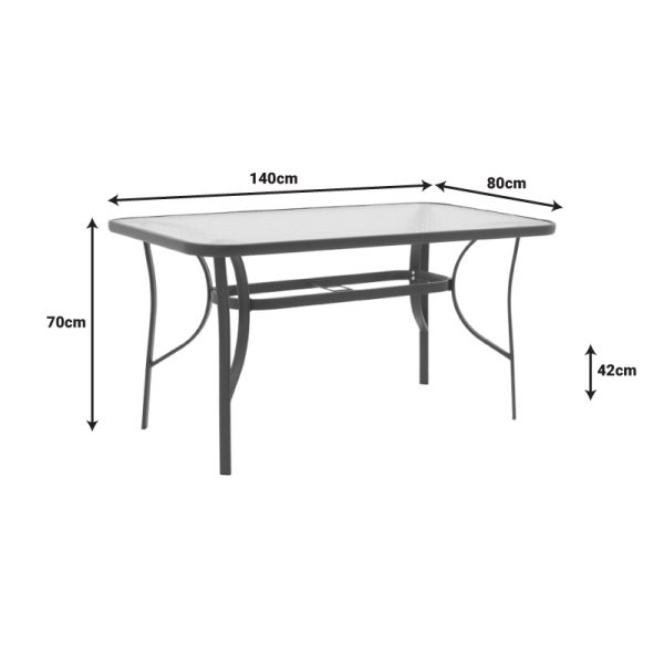 130 000020 4 9 Ensure pakoworld table metal brown-glass 140x80x70cmOutdoor furniture > Garden dining sets
