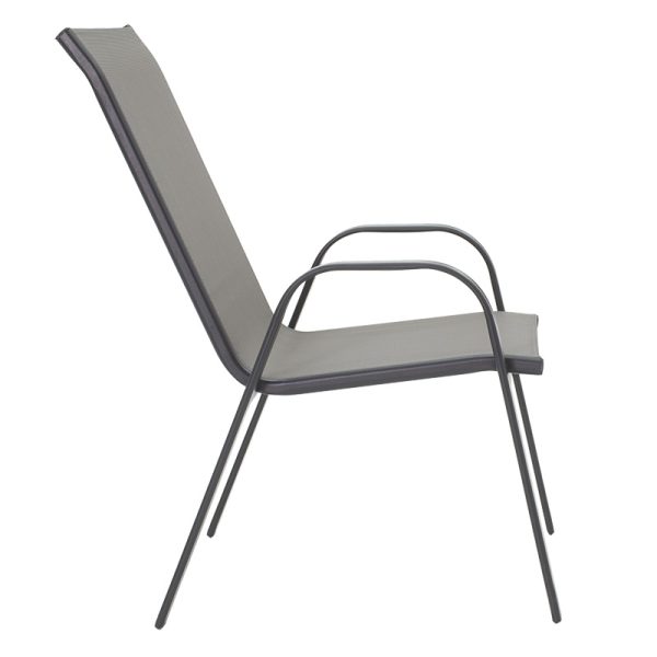 130 000027 2 19 Calan pakoworld stackable metal armchair anthracite-textilene anthracite 55x75x90cmOutdoor furniture > Garden armchairs