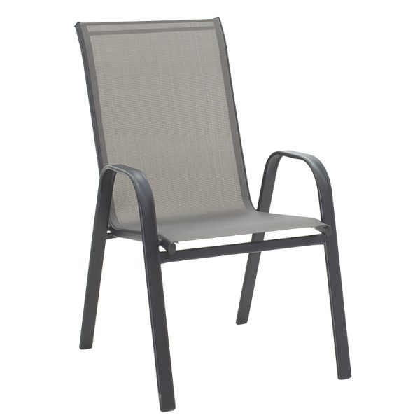 130 000027 22 Calan pakoworld stackable metal armchair anthracite-textilene anthracite 55x75x90cmOutdoor furniture > Garden armchairs