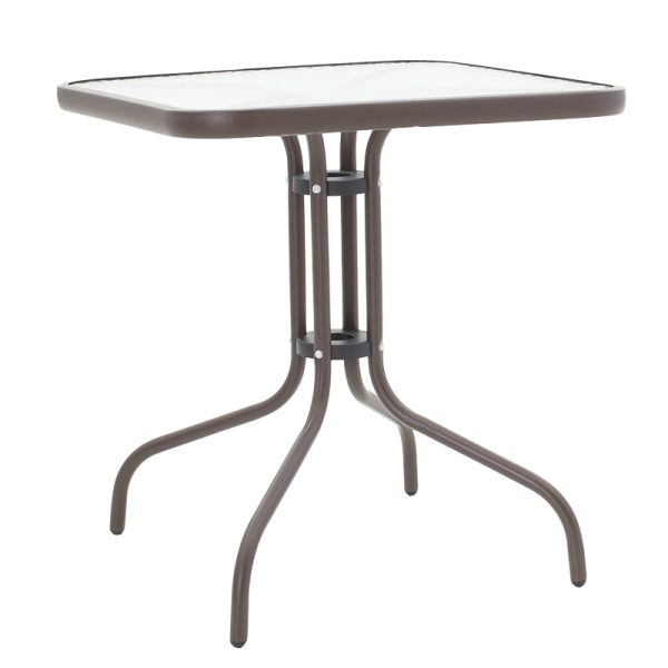 130 000042 2 11 Dining set 3pcs Watson-Obbi pakoworld pe brown-metal 70x70x70cnOutdoor furniture > Garden food table