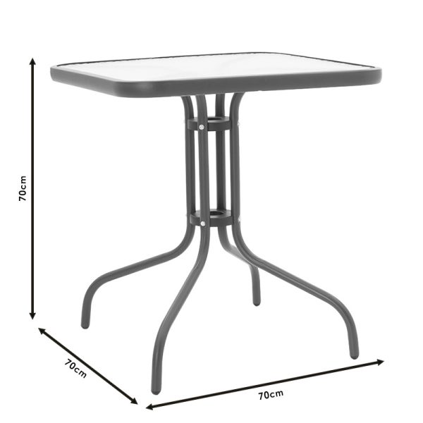130 000047 4 13 Dining set 3pcs Watson-Calan pakoworld metal black-textilene dark grey 70x70x70cmOutdoor furniture > Garden food table