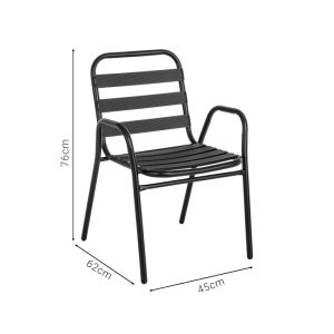 130 000058 3 6 Armchair Sussie pakoworld stack black metal with aluminium slats 45x62x76cmOutdoor furniture > Garden armchairs