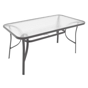 130 000066 2 13 Table Ensure pakoworld anthracite metal-tempered glass 140x80x70cmOutdoor furniture > Garden dining sets