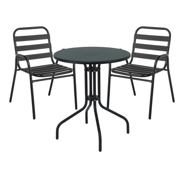 130 000071 11 Dinning set Sussie-Vergo Ι pakoworld set of 3 black metal-aluminum D60x70cmOutdoor furniture > Garden food table