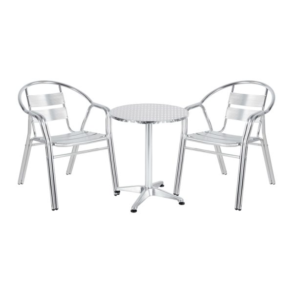 130 000073 7 Dinning set Zircu-Lazo pakoworld set of 3 chrome aluminum D60x70cmEASTER OFFERS