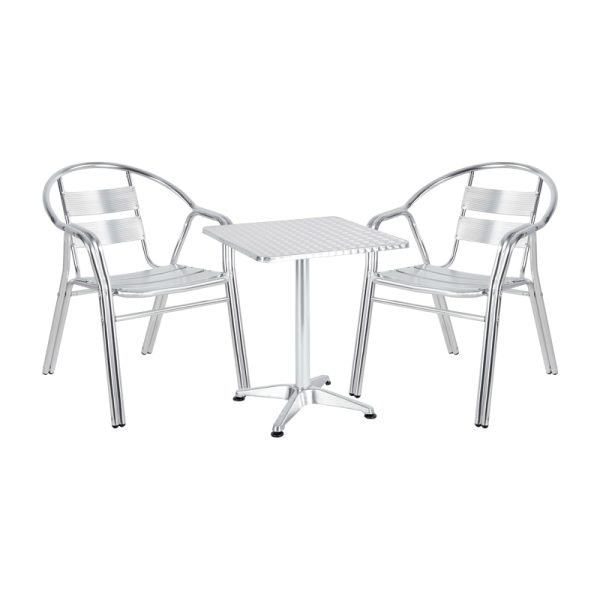 130 000075 5 Dinning set Zircu-Lazo II pakoworld set of 3 chrome aluminum D60x60x70cmEASTER OFFERS