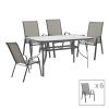 130 000081 16 Mabu-Thorio dining table set of 7 pakoworld anthracite aluminum and plywood in a natural shade 160x90x75cmOutdoor furniture > Garden food table