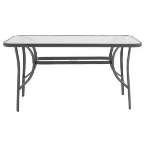 130 000081 2 13 Dining table Calan-Ensure pakoworld set of 7 dark anthracite metal and anthracite textilene 140x80x70cmOutdoor furniture > Garden food table
