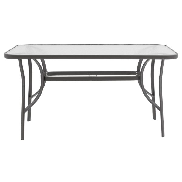 130 000081 2 13 Dining table Calan-Ensure pakoworld set of 7 dark anthracite metal and anthracite textilene 140x80x70cmOutdoor furniture > Garden food table