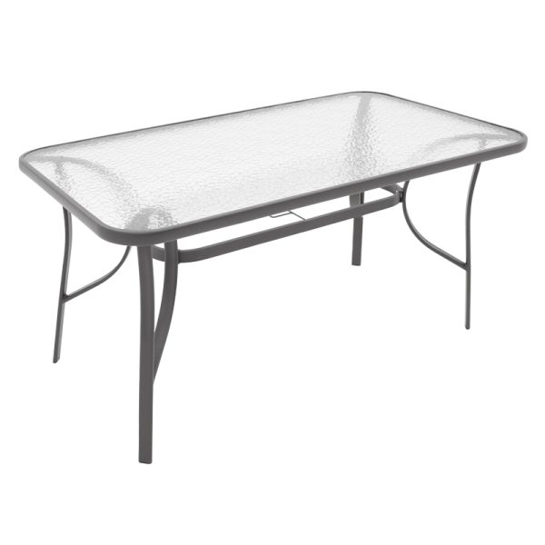 130 000081 3 13 Dining table Calan-Ensure pakoworld set of 7 dark anthracite metal and anthracite textilene 140x80x70cmOutdoor furniture > Garden food table