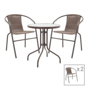 130 000086 12 Obbi-Watson pakoworld dining table set of 3 brown metal-pe D60x70cmOutdoor furniture > Garden food table