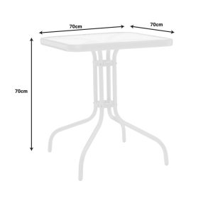 130 000089 3 3 Watson pakoworld table metal white-glass 70x70x70cmOutdoor furniture > Garden dining sets