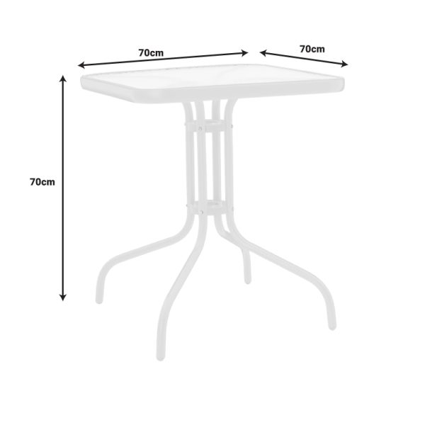 130 000089 3 3 Watson pakoworld table metal white-glass 70x70x70cmOutdoor furniture > Garden dining sets