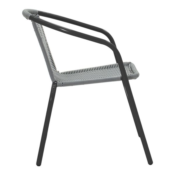 130 000090 2 5 Obbi pakoworld armchair in black metal-pe gray color 54x56x73cmOutdoor furniture > Garden armchairs