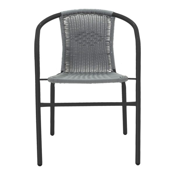 130 000090 3 5 Obbi pakoworld armchair in black metal-pe gray color 54x56x73cmOutdoor furniture > Garden armchairs