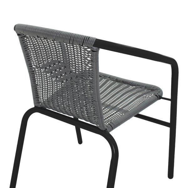 130 000090 4 5 Obbi pakoworld armchair in black metal-pe gray color 54x56x73cmOutdoor furniture > Garden armchairs