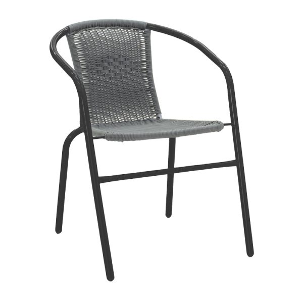130 000090 8 Obbi pakoworld armchair in black metal-pe gray color 54x56x73cmOutdoor furniture > Garden armchairs