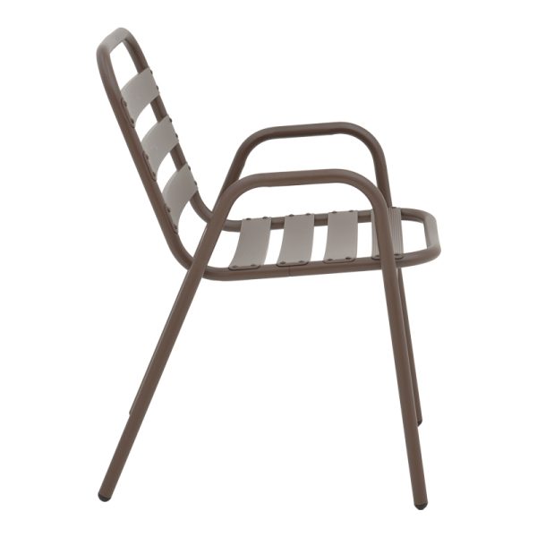 130 000099 2 9 Armchair Sussie pakoworld stack brown metal with aluminium slats 45x62x76cmOutdoor furniture > Garden armchairs