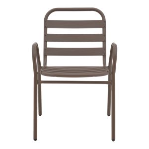 130 000099 3 9 Armchair Sussie pakoworld stack brown metal with aluminium slats 45x62x76cmOutdoor furniture > Garden armchairs