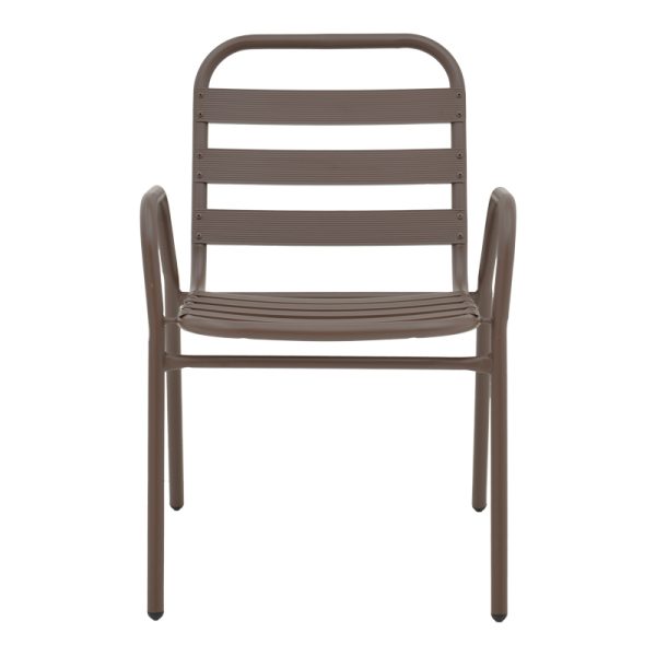 130 000099 3 9 Armchair Sussie pakoworld stack brown metal with aluminium slats 45x62x76cmOutdoor furniture > Garden armchairs