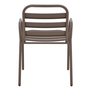130 000099 4 9 Armchair Sussie pakoworld stack brown metal with aluminium slats 45x62x76cmOutdoor furniture > Garden armchairs