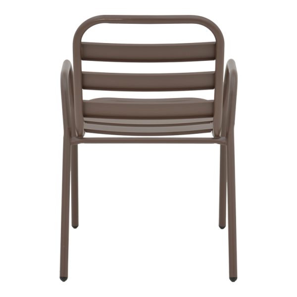 130 000099 4 9 Armchair Sussie pakoworld stack brown metal with aluminium slats 45x62x76cmOutdoor furniture > Garden armchairs