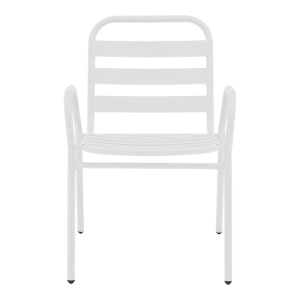 130 000100 3 6 Armchair Sussie pakoworld stack white metal with aluminium slats 45x62x76cmOutdoor furniture > Garden armchairs