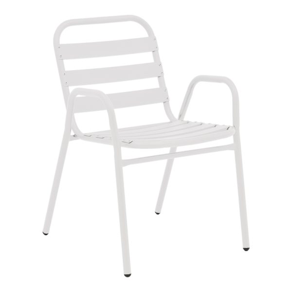 130 000100 9 Armchair Sussie pakoworld stack white metal with aluminium slats 45x62x76cmOutdoor furniture > Garden armchairs