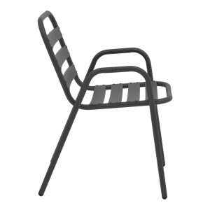 130 000101 2 6 Armchair Sussie pakoworld stack dark grey metal with aluminium slats 45x62x76cmOutdoor furniture > Garden armchairs