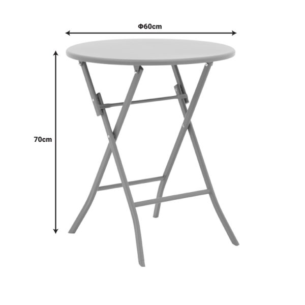 130 000111 3 10 Table Albero pakoworld dark grey color metal D60x70cmOutdoor furniture > Garden dining sets