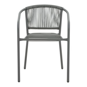 130 000114 3 5 Lindaria pakoworld stackable metal-pe rattan armchair in dark grey color 54x63x74cmOutdoor furniture > Garden armchairs