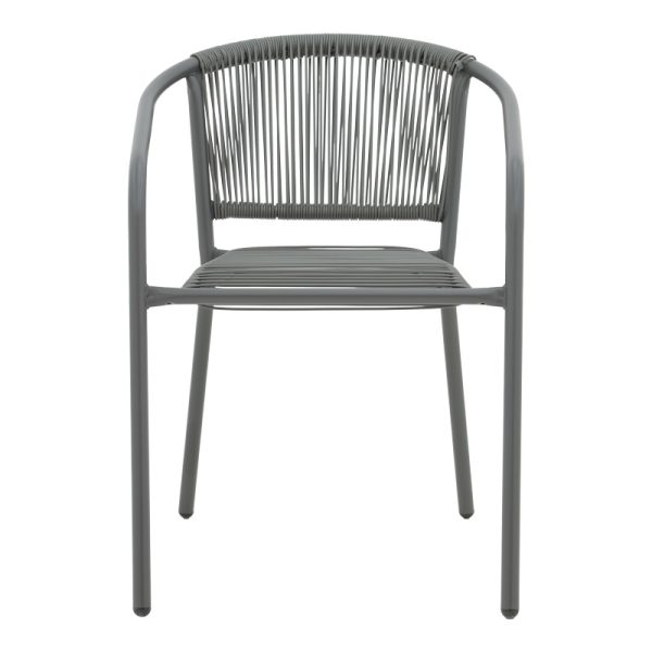 130 000114 3 5 Lindaria pakoworld stackable metal-pe rattan armchair in dark grey color 54x63x74cmOutdoor furniture > Garden armchairs