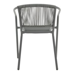 130 000114 4 5 Lindaria pakoworld stackable metal-pe rattan armchair in dark grey color 54x63x74cmOutdoor furniture > Garden armchairs