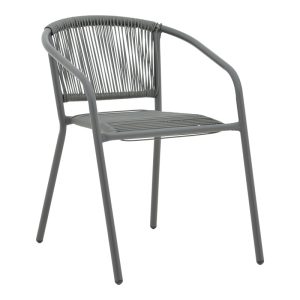 130 000114 8 Lindaria pakoworld stackable metal-pe rattan armchair in dark grey color 54x63x74cmOutdoor furniture > Garden armchairs