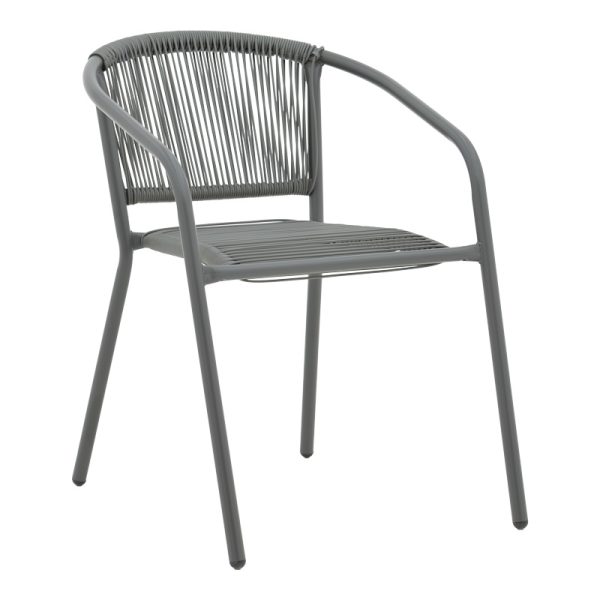 130 000114 8 Lindaria pakoworld stackable metal-pe rattan armchair in dark grey color 54x63x74cmOutdoor furniture > Garden armchairs
