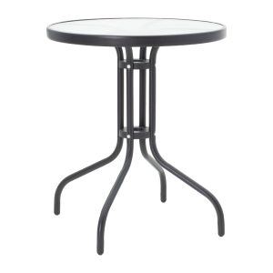 130 000117 4 4 Dining table Sussie- Watson pakoworld set of 3 pieces metal black-glass Φ60x70cmOutdoor furniture > Garden food table