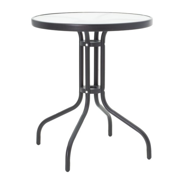 130 000117 4 4 Dining table Sussie- Watson pakoworld set of 3 pieces metal black-glass Φ60x70cmOutdoor furniture > Garden food table