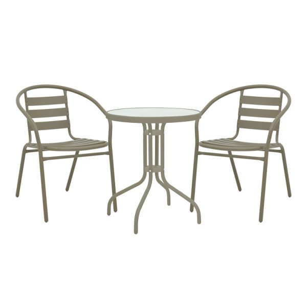 130 000119 8 Watson-Tade pakoworld dining table set of 3 pieces champagne-glass metal D60x70cmOutdoor furniture > Garden food table