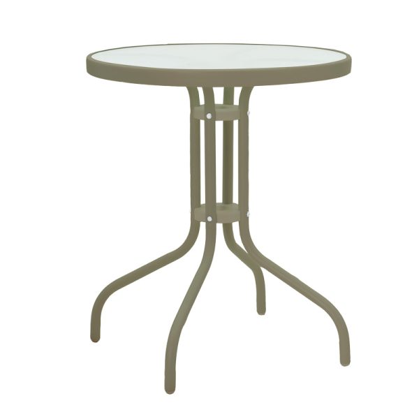 130 000122 4 3 Calan-Watson pakoworld dining table set of 3 pieces champagne-glass metal D60x70cmOutdoor furniture > Garden food table