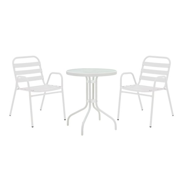 130 000123 5 Watson-Sussie pakoworld dining table white metal-glass Φ60x70cmOutdoor furniture > Garden food table