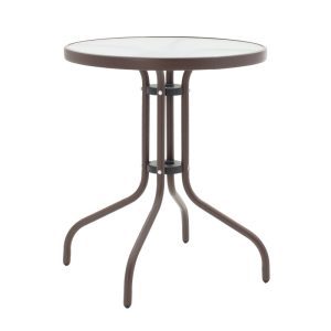 130 000127 4 2 Watson-Sussie pakoworld dining table, brown metal and glass, Φ60x70cmOutdoor furniture > Garden food table