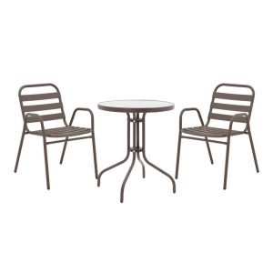 130 000127 5 Watson-Sussie pakoworld dining table, brown metal and glass, Φ60x70cmOutdoor furniture > Garden food table