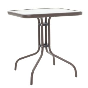 130 000128 4 2 Dining table Watson-Sussie pakoworld metal brown-glass 70x70x70cmOutdoor furniture > Garden food table